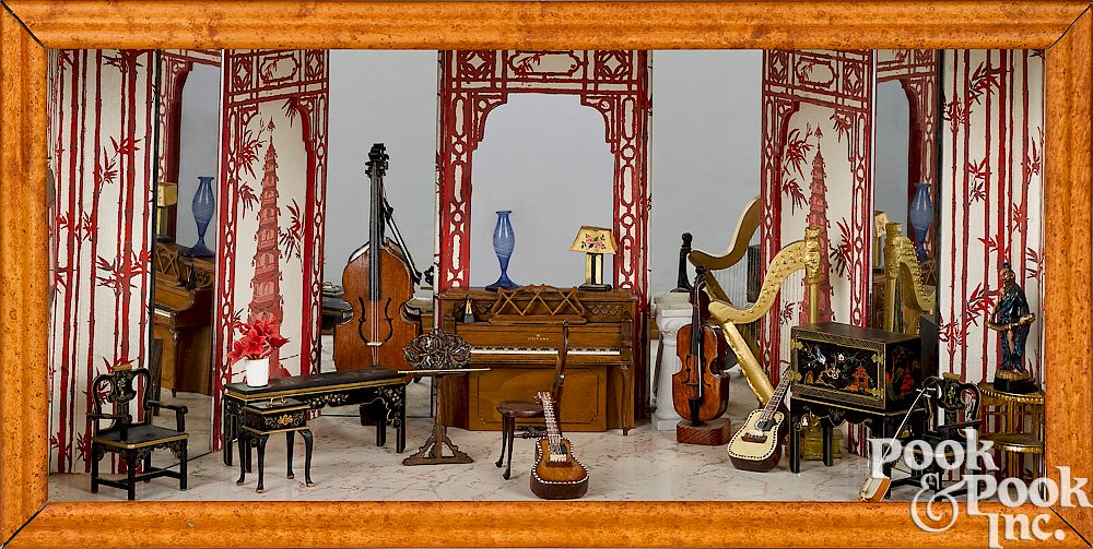 Appraisal: Asian themed miniature music room box Asian themed miniature music