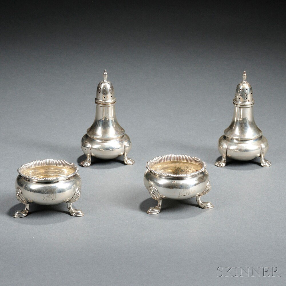 Appraisal: Pair of Sterling Silver Salt Cellars and a Pair of