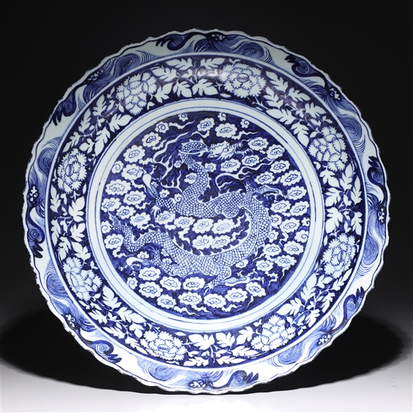 Appraisal: Large Chinese Ming style blue and white porcelain charger with