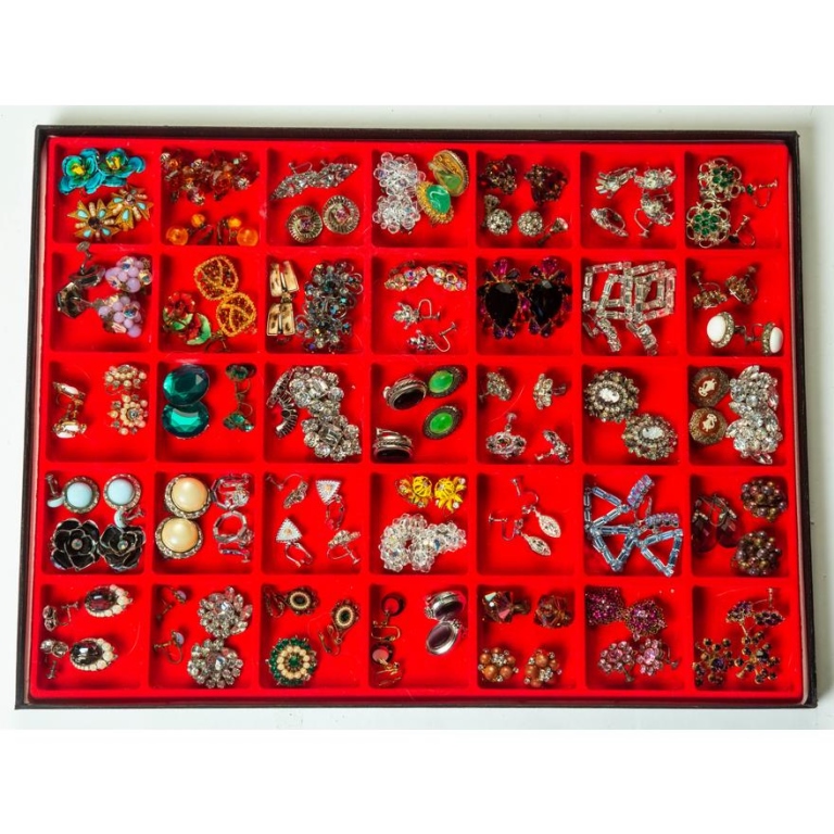 Appraisal: Sixty-six pairs of earrings clip-on and screwbacks Outstanding variety of