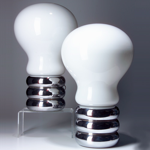 Appraisal: INGO MAURER Pair of light bulb table lamps with white