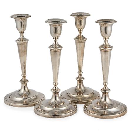 Appraisal: Set of Four English Silver Candlesticks Estimate -