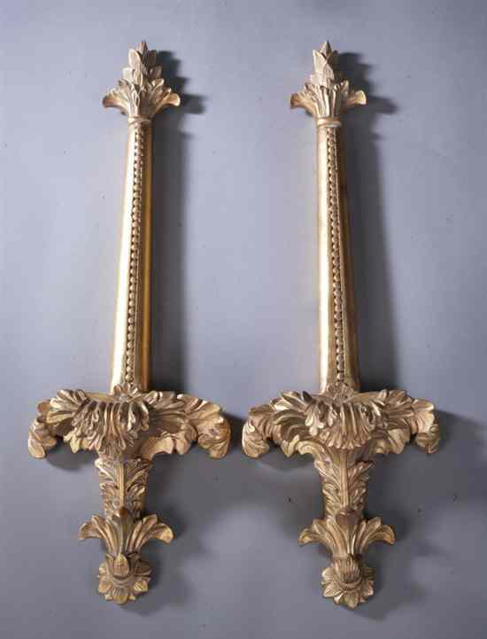 Appraisal: PAIR CONTINENTAL STYLE GILT-WOOD WALL BRACKETS - height in