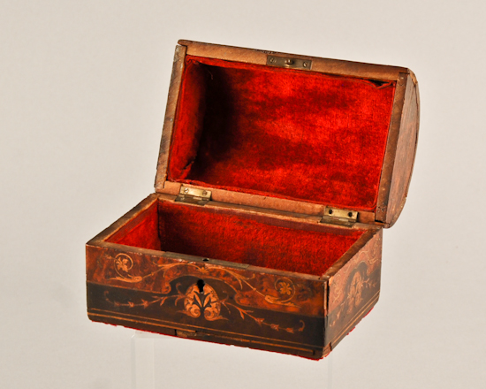 Appraisal: A th C Marquetried Dome-top Box of burled veneer and