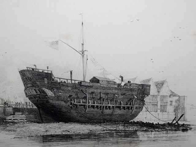 Appraisal: Edward William Cooke'The Victory' First Rate Guns Portsmouth Harbour etching