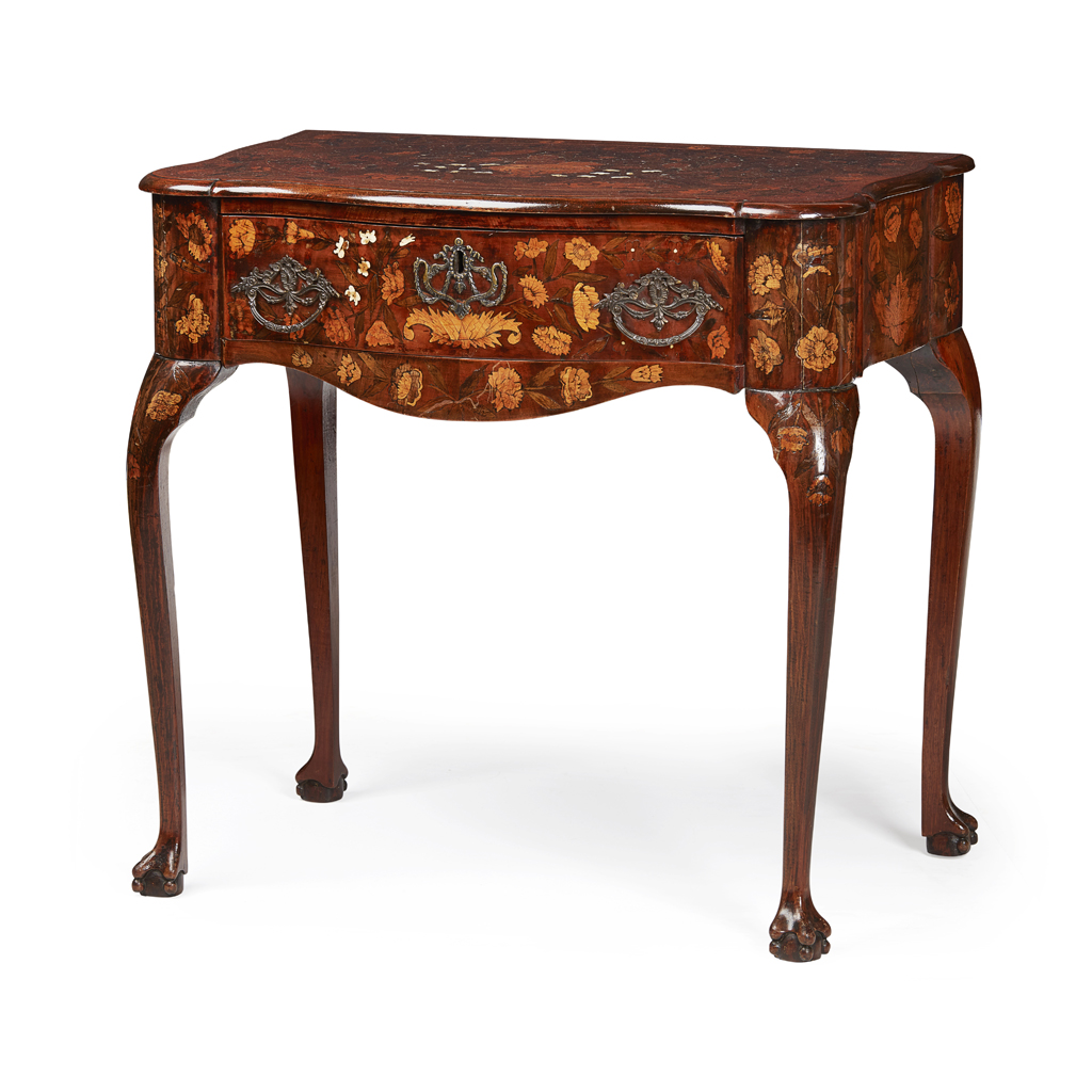 Appraisal: DUTCH WALNUT MARQUETRY AND BONE INLAID SIDE TABLE EARLY TH