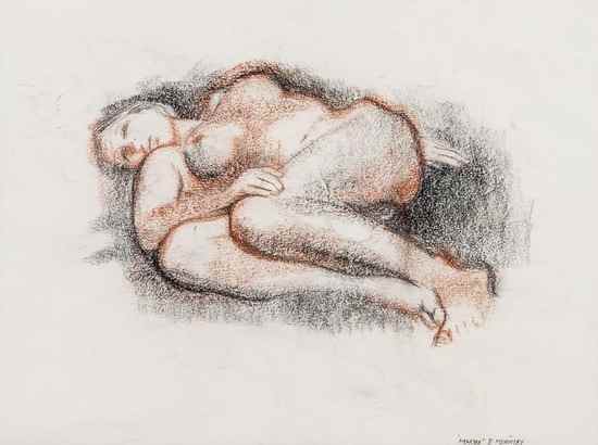 Appraisal: Bernard Meninsky - Martha reclining nude study red chalk and