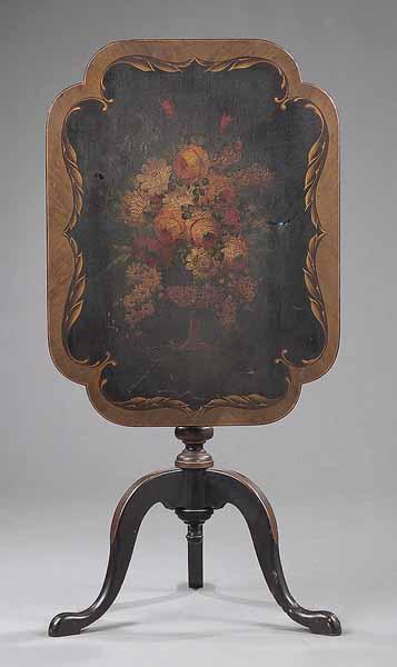 Appraisal: An Antique Federal-Style Painted Tilt-Top Table the scalloped top with