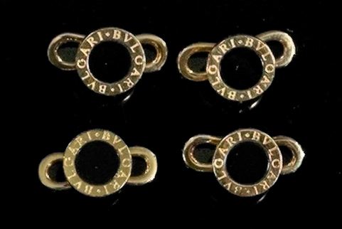 Appraisal: Set of Four Eighteen-Karat Yellow Gold and Onyx Gentleman's Dress