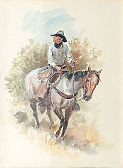 Appraisal: Joe Beeler Wild Cow Hunterwatercolor on paper x in