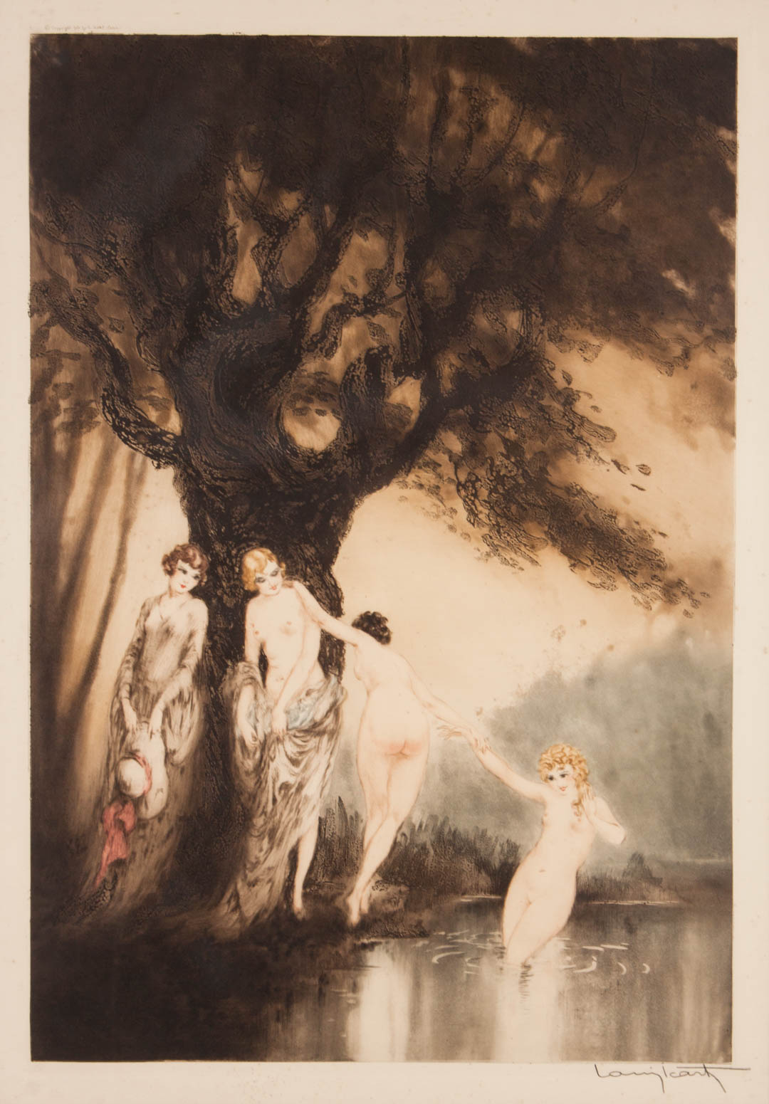 Appraisal: Louis Icart Baigneuses color etching French - Color etching and