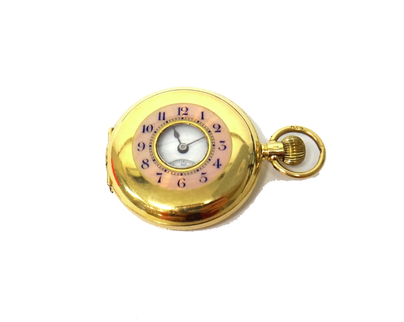 Appraisal: A lady's ct gold cased and enamelled keyless wind half