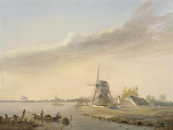 Appraisal: GELDEREN SIMON VAN Rotterdam A seascape with a windmill Oil