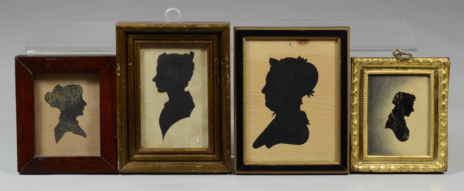 Appraisal: bust portrait silhouettes of women cut cloth profile left largest