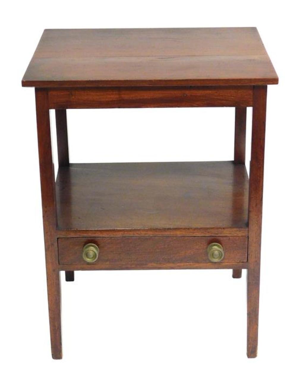 Appraisal: Cherry side table with single drawer shelf American early to