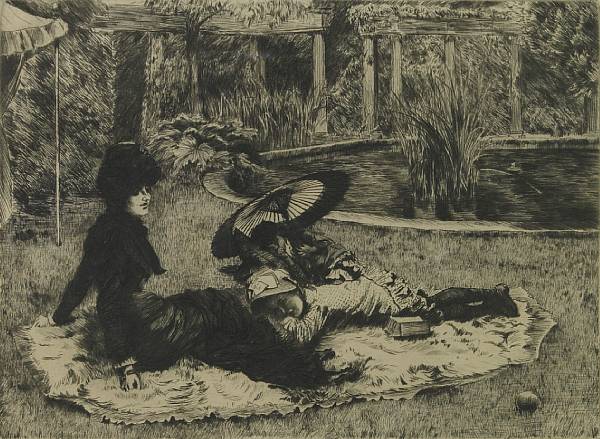 Appraisal: James Jacques Joseph Tissot French - Sur l'herbe W Etching