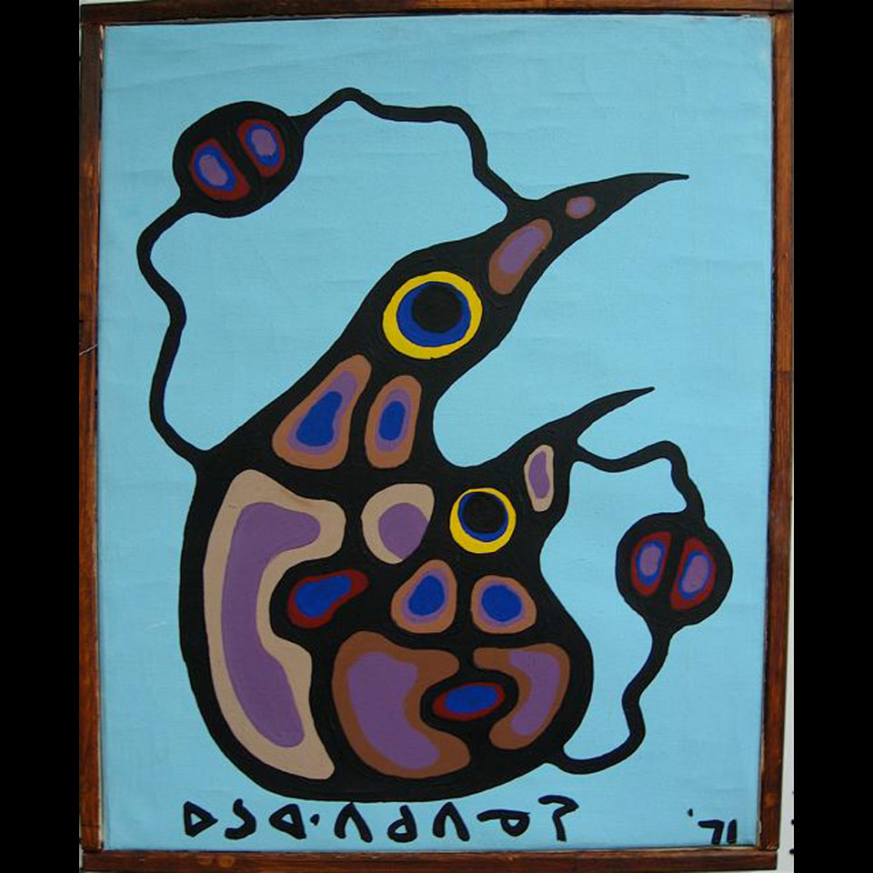 Appraisal: NORVAL MORRISSEAU - CANADIAN THUNDERBIRD FAMILY ACRYLIC ON CANVAS DATED