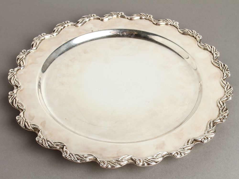 Appraisal: Mexican Silver Real del Monte Charger Plate Mexican silver engraved