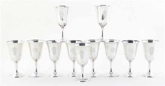 Appraisal: American sterling goblets set of pattern H '' set of