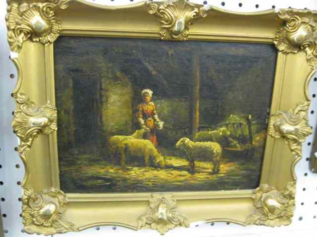 Appraisal: Charles Losejaz Oil on Board of Maidenwith sheep in the