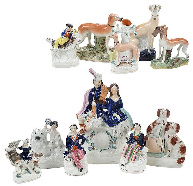 Appraisal: Group of Staffordshire Dogs and Figures English late th th