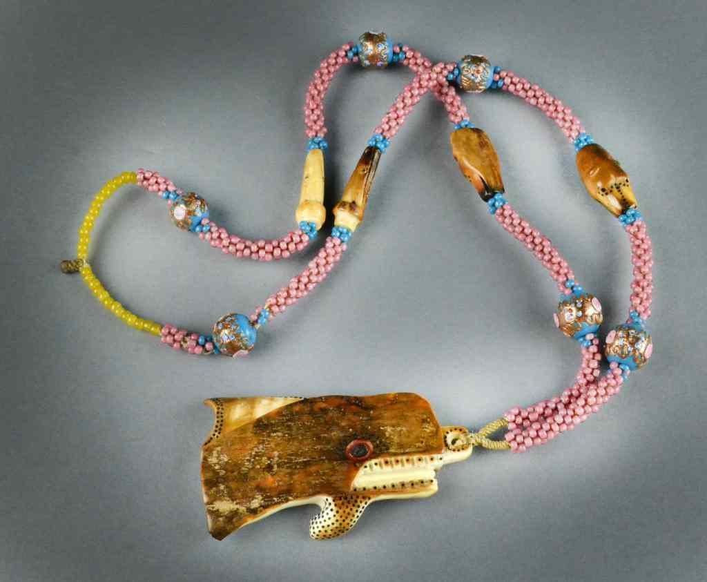 Appraisal: Fine Inuit Whale Bone Early Trade Bead NecklaceThe finely beaded