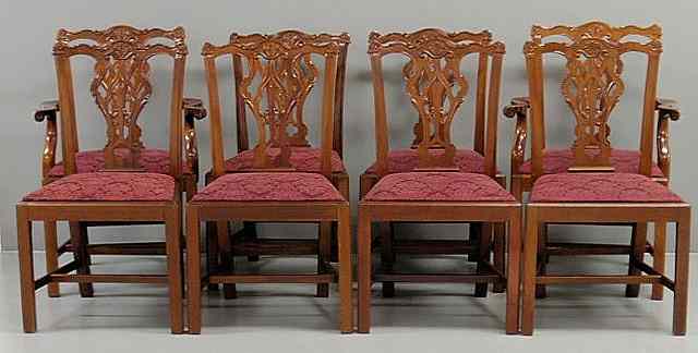 Appraisal: Fine set of eight Charleston Chippendale style mahogany dining chairs