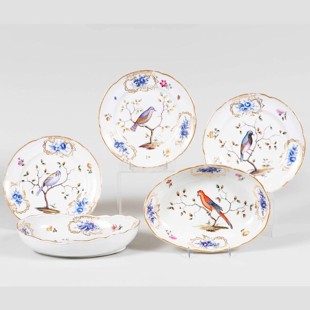 Appraisal: Meissen Porcelain Part Service Decorated with Birds Marcolini blue crossed