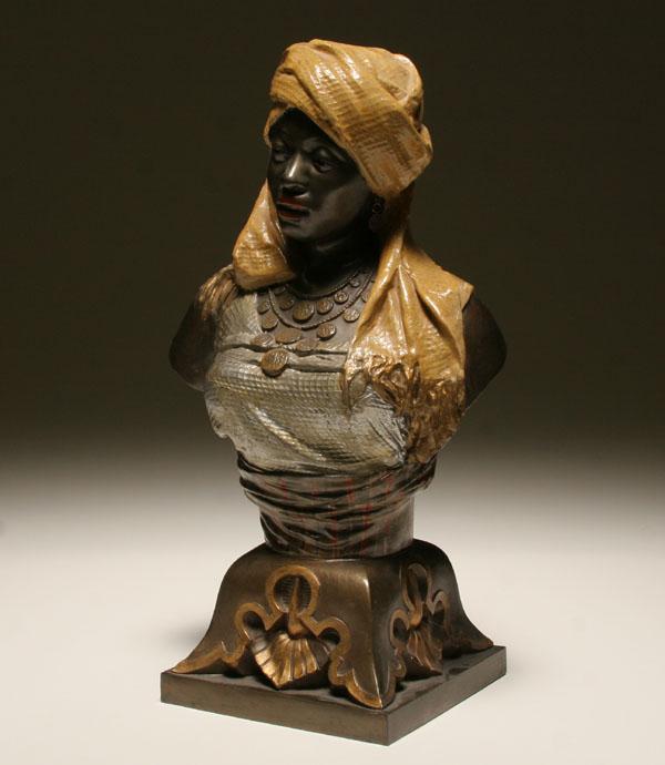 Appraisal: Orientalist cold painted metal bust of an Arab woman with