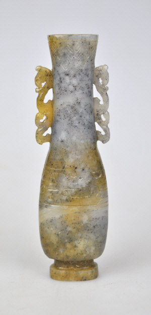 Appraisal: A Chinese jade tall slim miniature vase with dragon handles