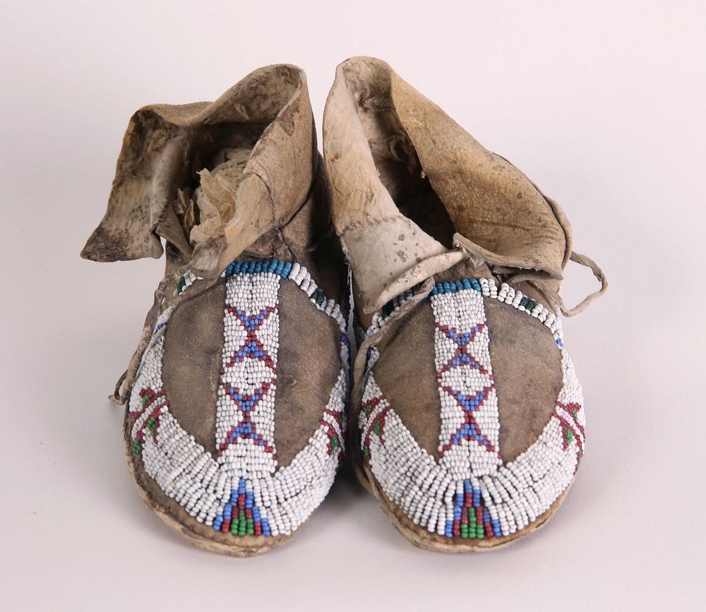 Appraisal: Central Plains Children's Beaded Moccasins Central Plains Children's Beaded Moccasins