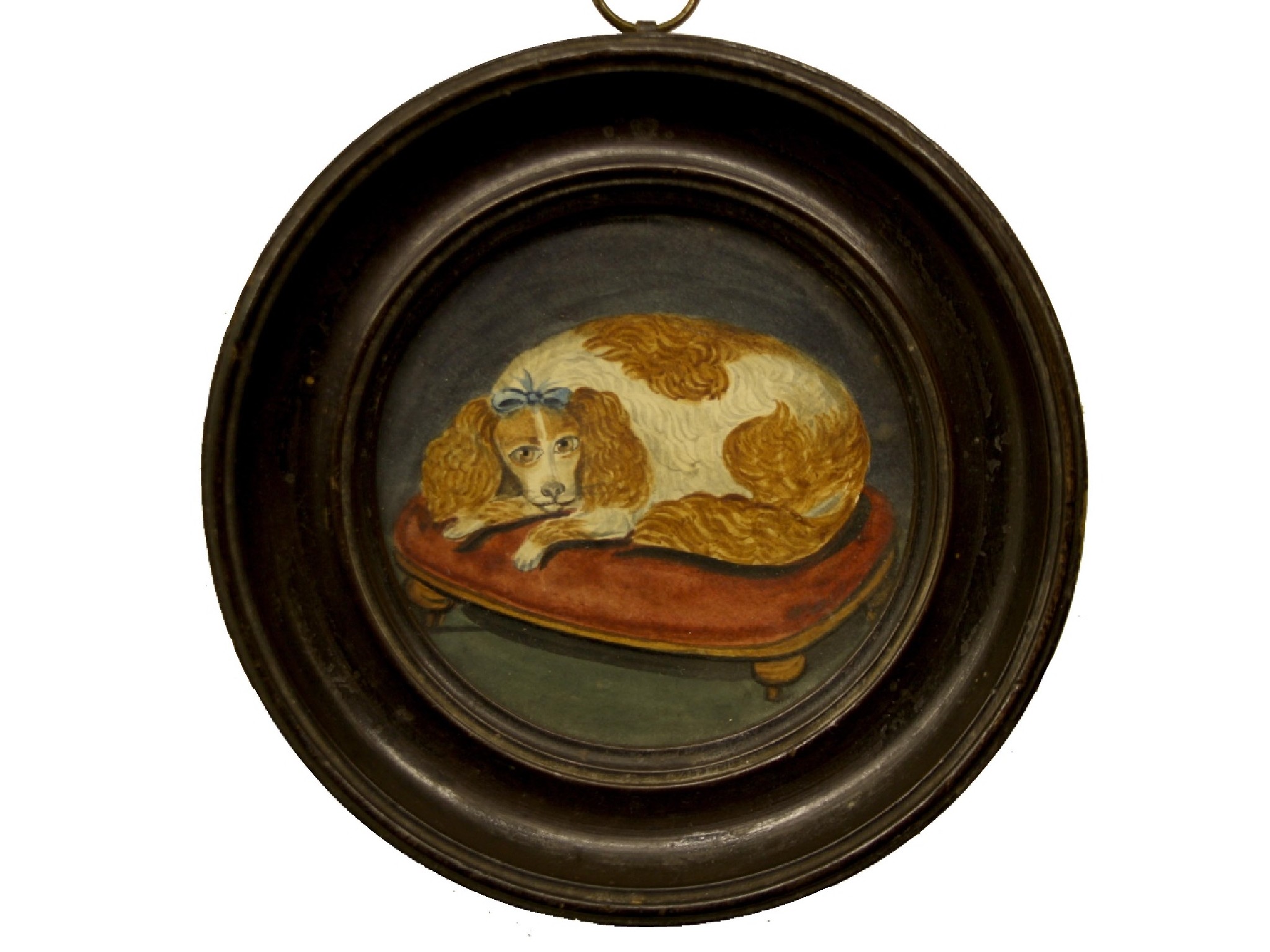 Appraisal: English School - Naive study of a recumbent Spaniel with