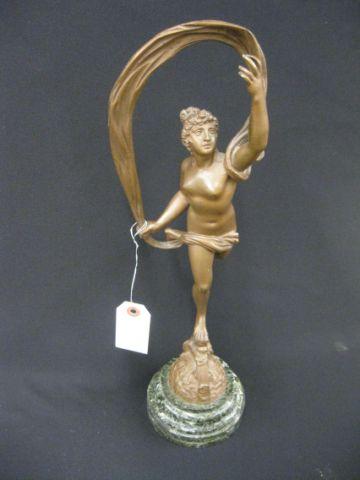 Appraisal: Art Deco Style Bronze of a Nude Lady marble base