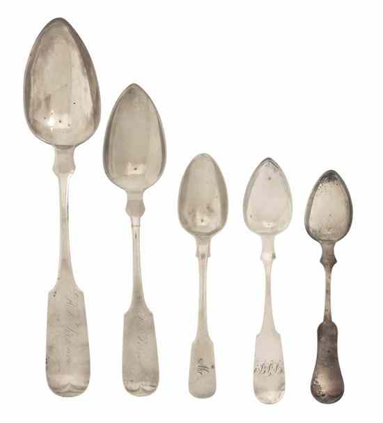 Appraisal: A Collection of American Coin Silver Spoons comprising a cased