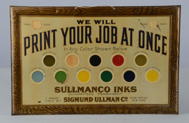 Appraisal: Sullmanco Inks Tin Litho Advertisement Sign This lithographed tin sign