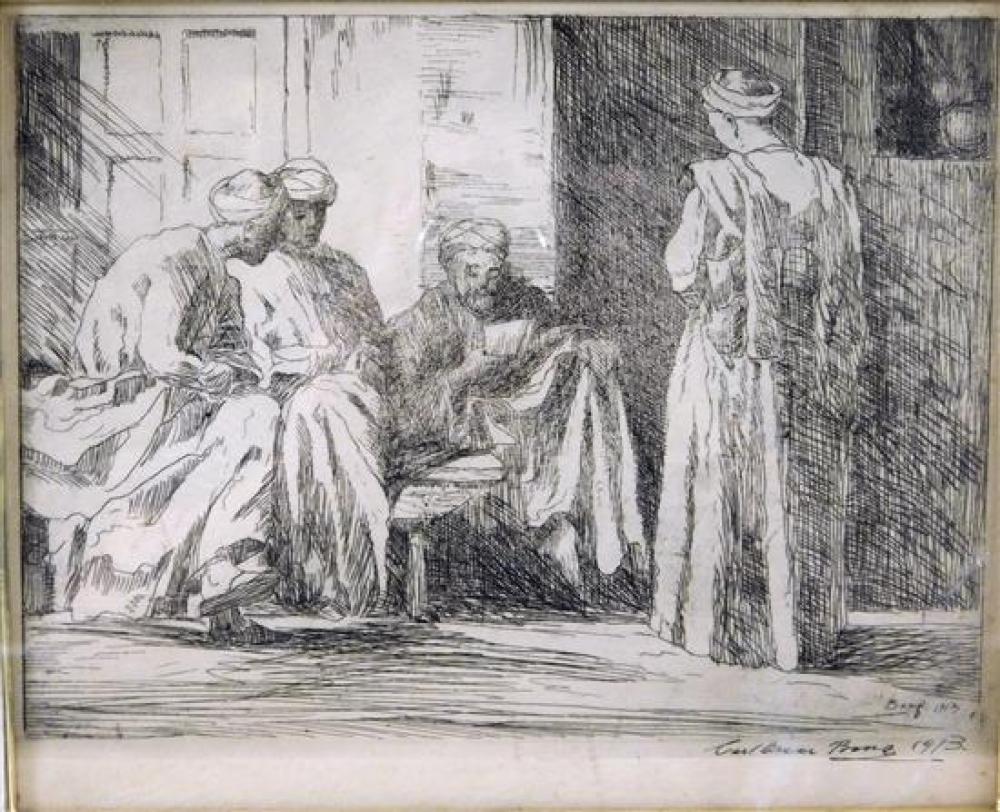 Appraisal: Carl Oscar Borg - Arabs in Tangier etching signed and