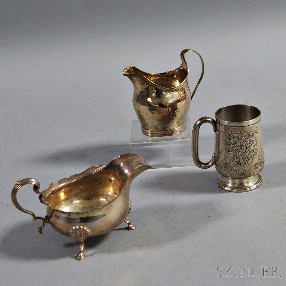 Appraisal: Three Pieces of English Sterling Silver Hollowware an engraved cup