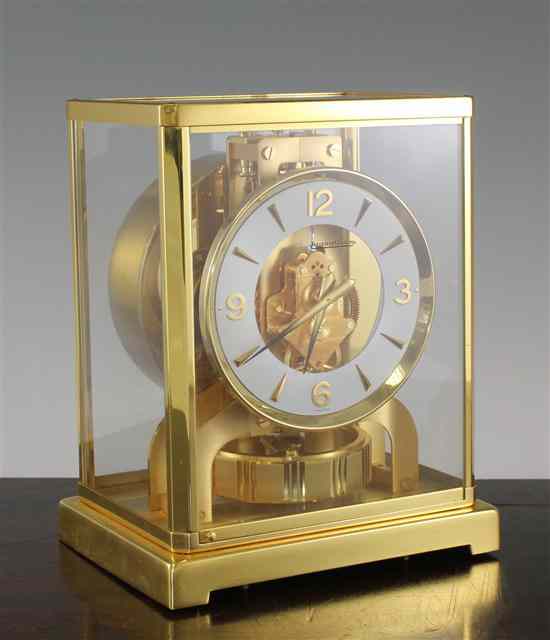 Appraisal: A Jaeger Le Coultre gilt brass Atmos clock with Arabic