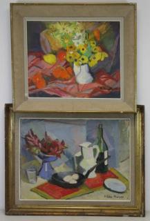 Appraisal: MARRE Helene Two Oil on Canvas Still Lifes Fruit and