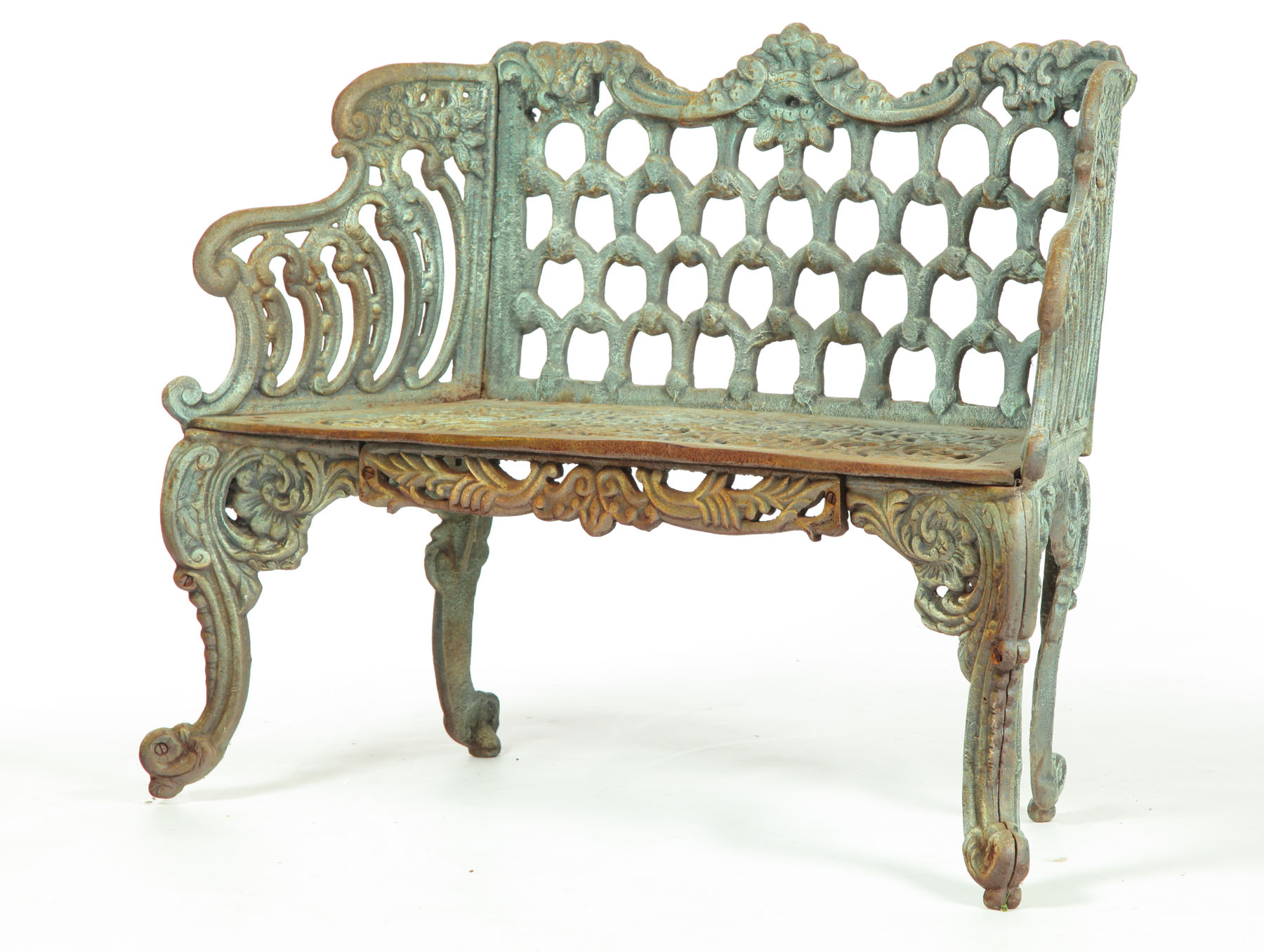 Appraisal: CAST IRON GARDEN BENCH American early th century Floral design