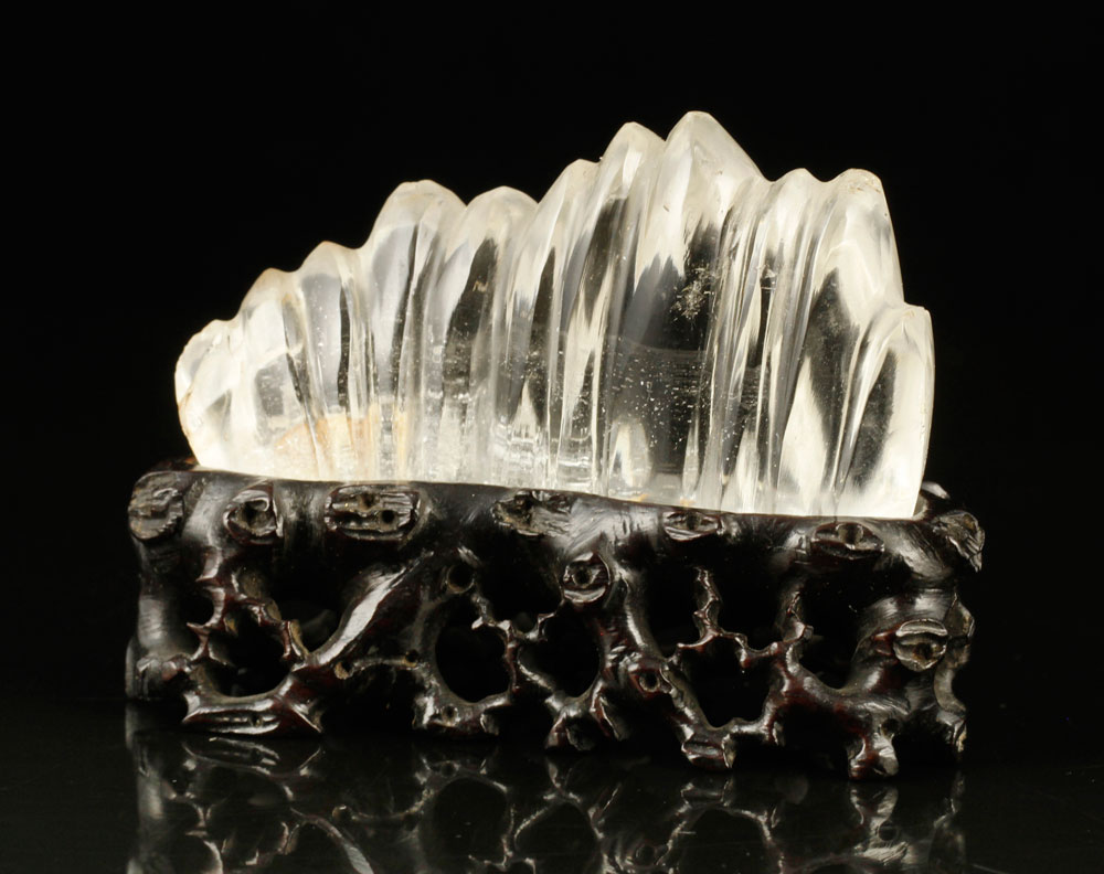 Appraisal: - Chinese Rock Crystal Mountain Carved mountain China rock crystal