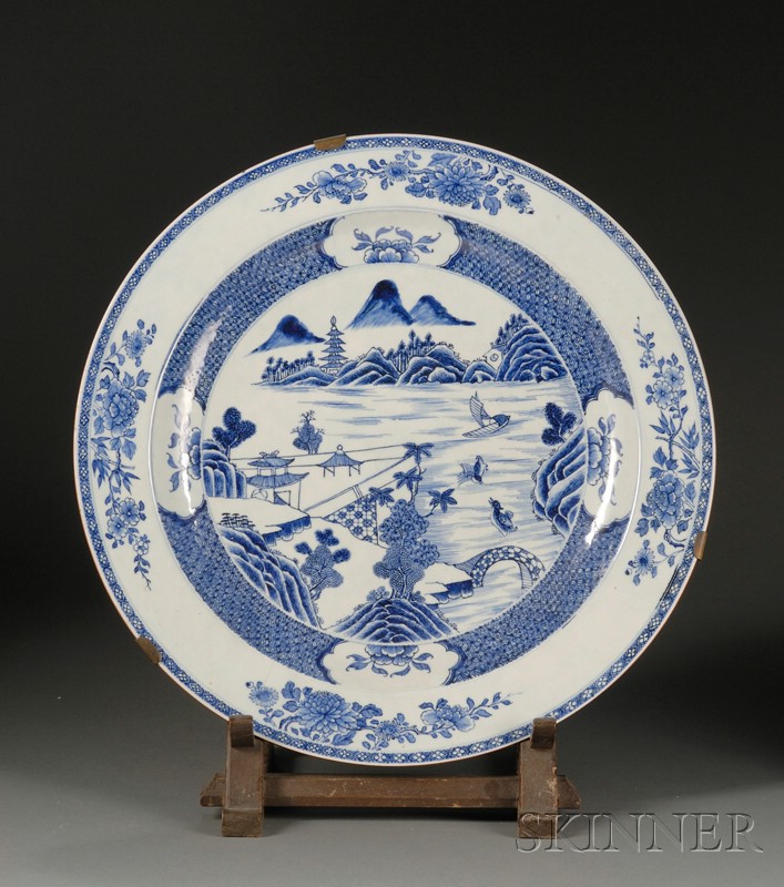 Appraisal: Large Chinese Export Charger th century underglaze blue designs of