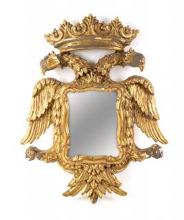 Appraisal: A Peruvian Baroque Style Giltwood Mirror th century carved to