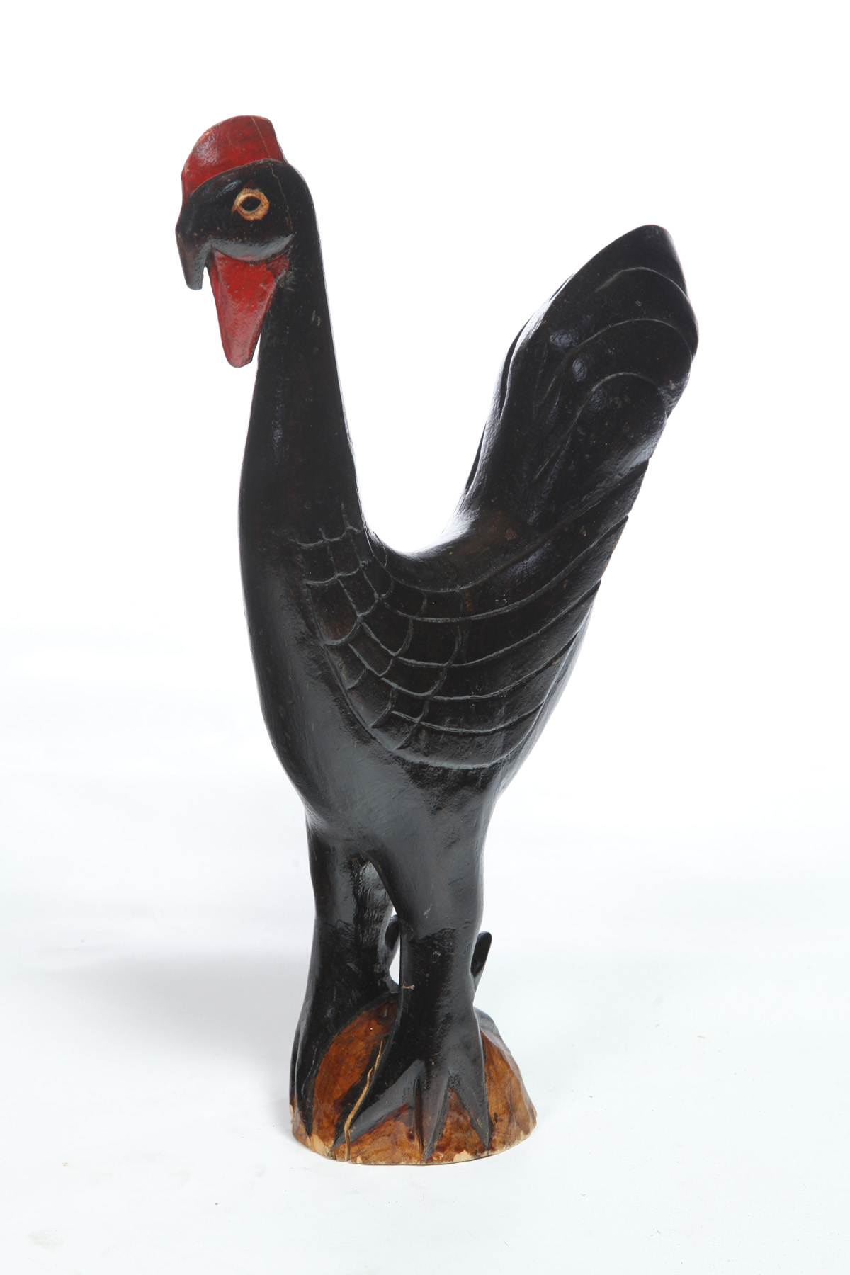 Appraisal: FOLKSY CARVING OF CHICKEN American th century pine Elongated form