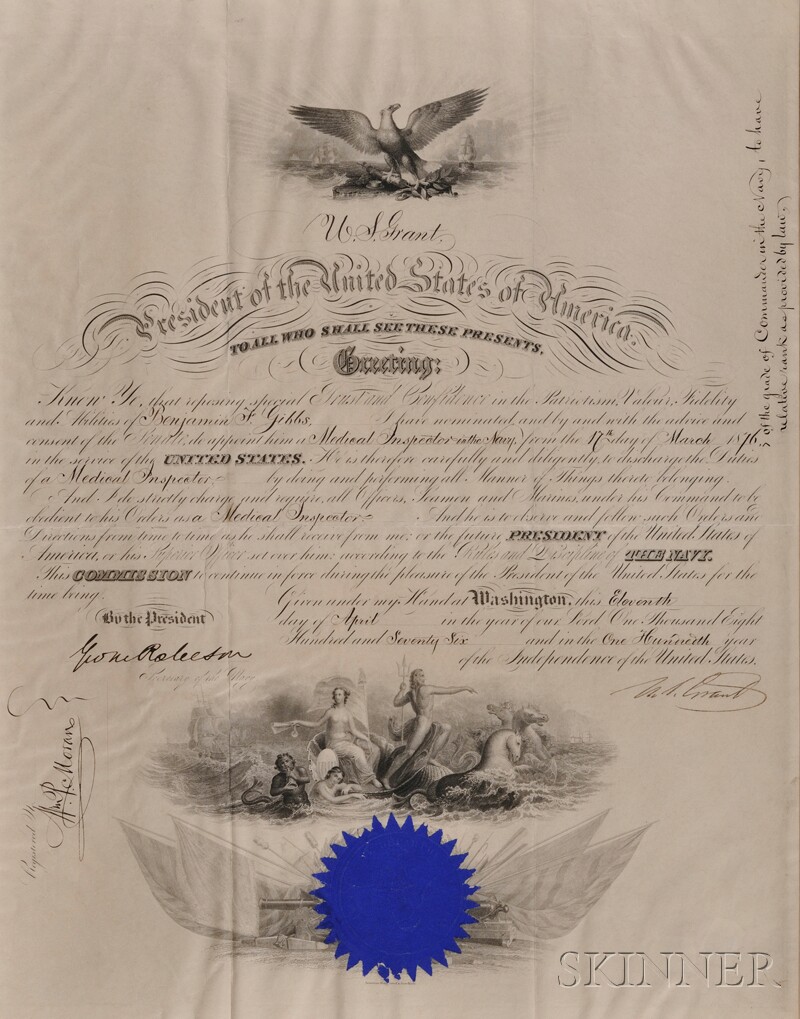 Appraisal: Grant Ulysses S - Signed document one page April th