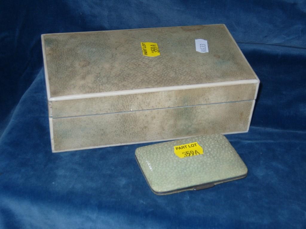 Appraisal: A Shagreen box of rectangular form together with a silver