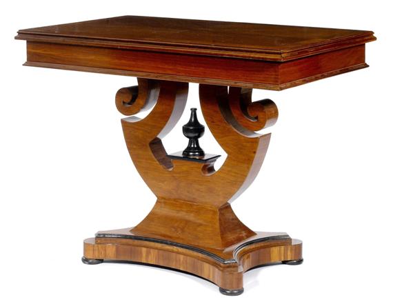 Appraisal: CENTER TABLE Biedermeier style Germany Mahogany x x cm