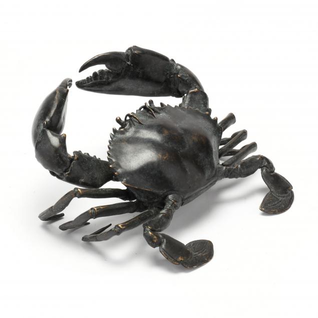 Appraisal: A NATURALISTIC BRONZE MODEL OF A CRAB Second half of