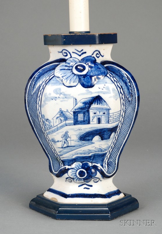 Appraisal: Dutch Delft Vase Lamp Base Holland late th early th