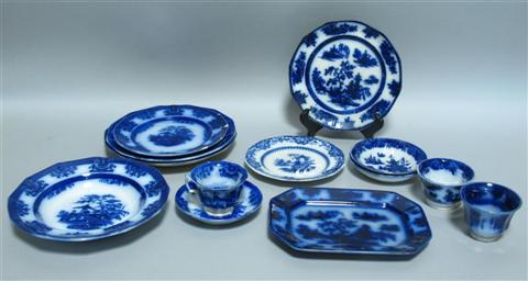 Appraisal: GROUP OF FLOW BLUE TABLEWARES Late th century including one